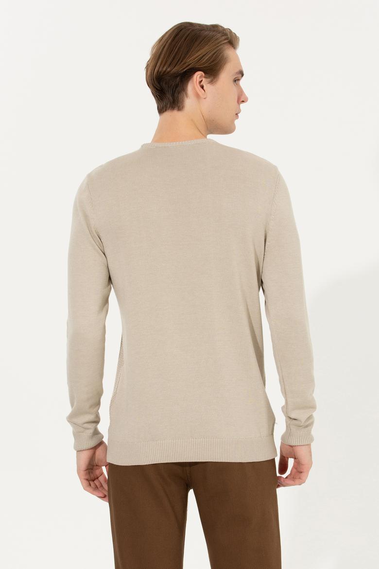 Erkek Taş Melanj Bisiklet Yaka Triko Kazak - 50252311060