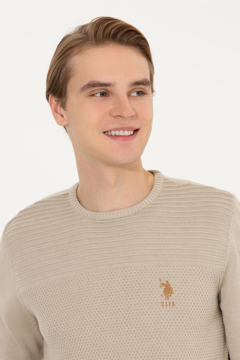 Erkek Taş Melanj Bisiklet Yaka Triko Kazak - 50252311060