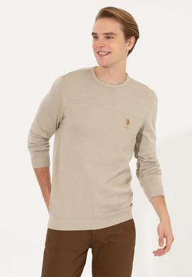 Erkek Taş Melanj Bisiklet Yaka Triko Kazak - 50252311060