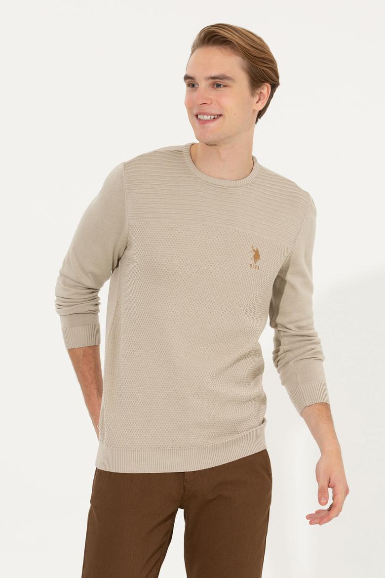 Erkek Taş Melanj Bisiklet Yaka Triko Kazak - 50252311060