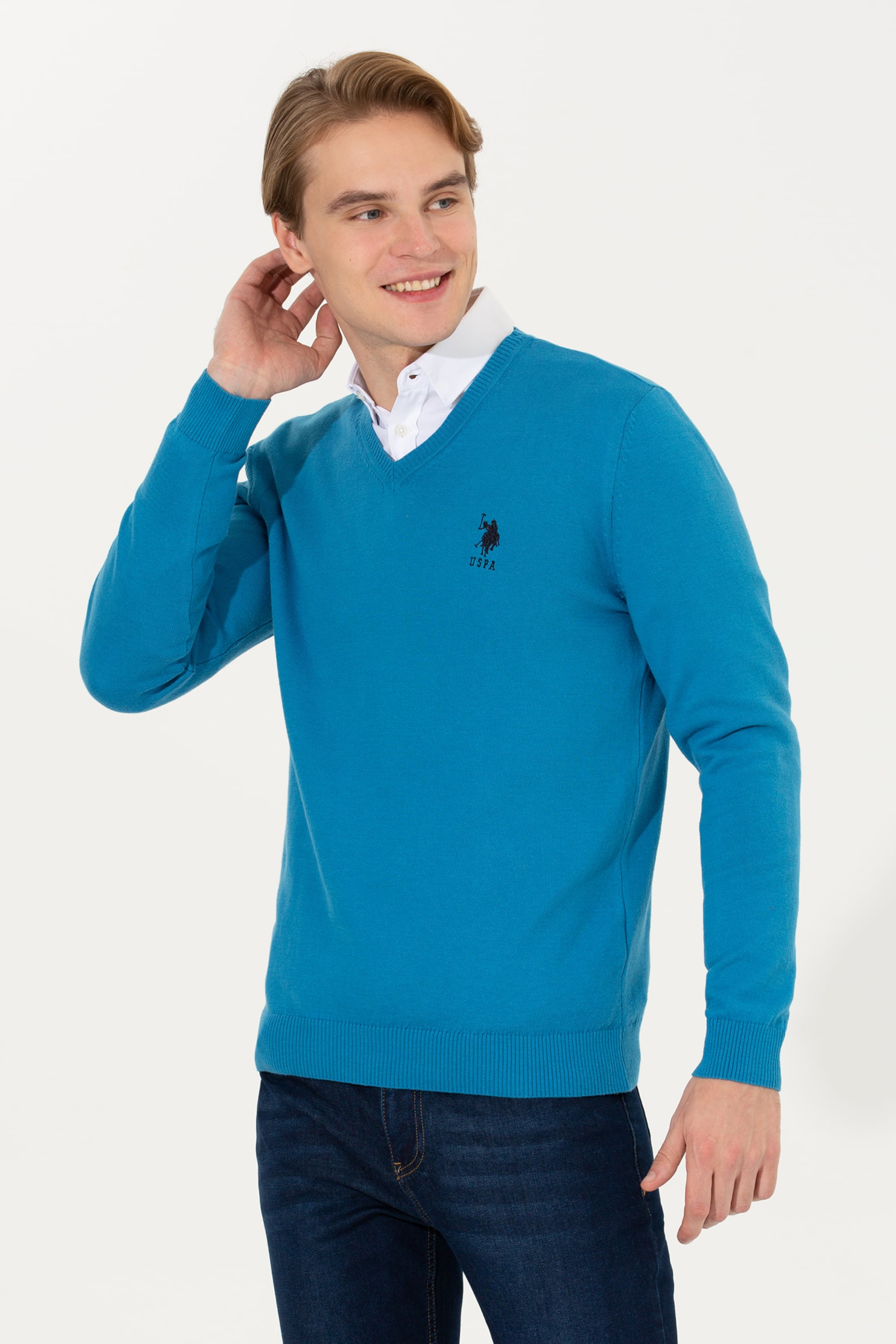Erkek Kobalt Mavi Basic Kazak - Image 4