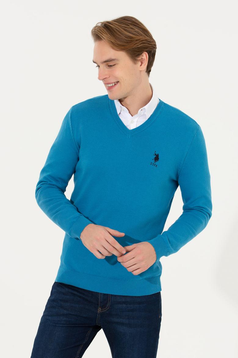 Erkek Kobalt Mavi Basic Kazak - 50253445064