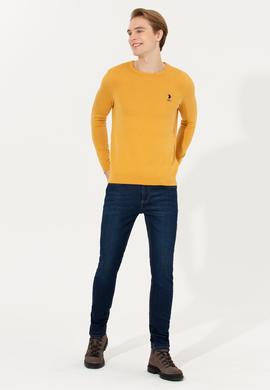 Erkek Safran Bisiklet Yaka Basic Triko Kazak - 50253443061