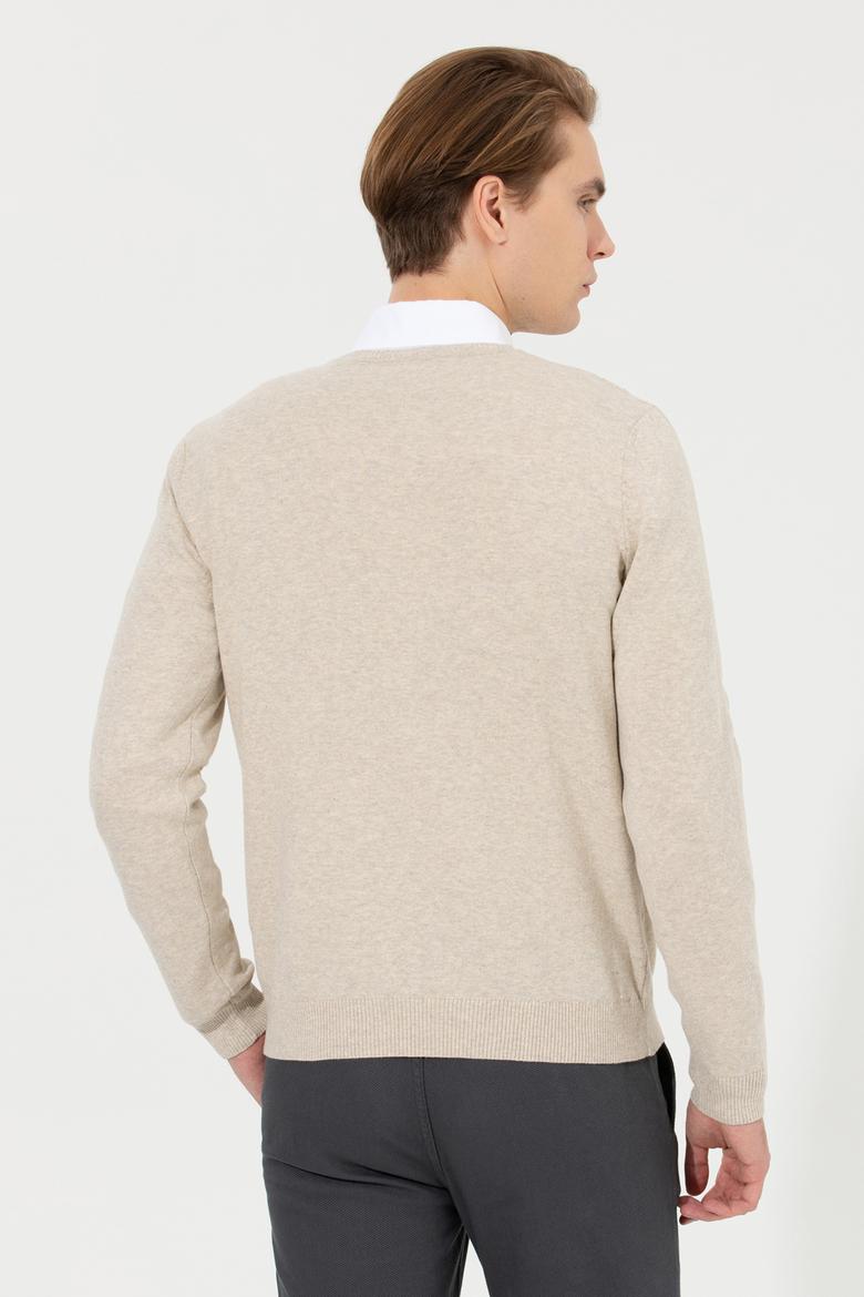 Erkek Taş Melanj Basic Kazak - 50253445085