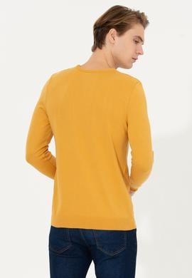 Erkek Safran Bisiklet Yaka Basic Triko Kazak - 50253443061