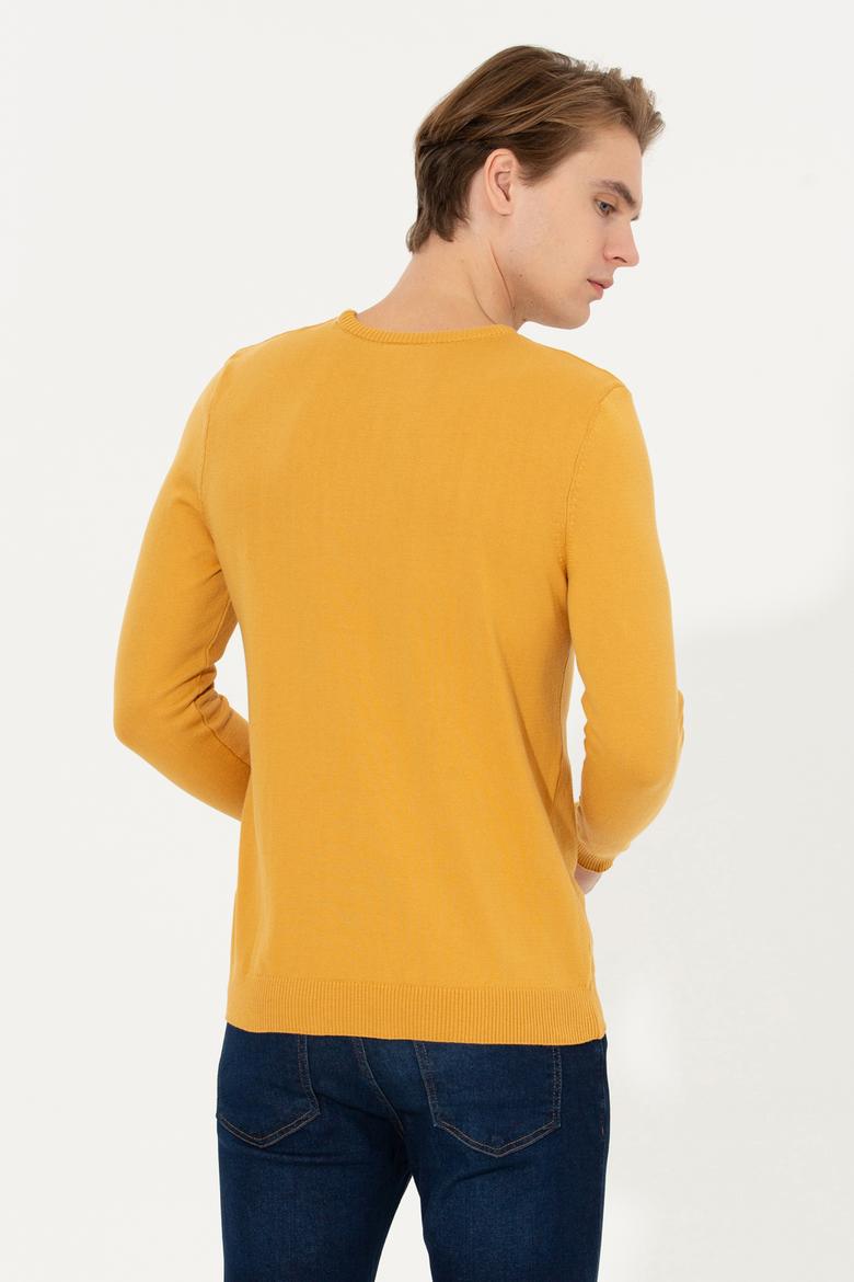 Erkek Safran Bisiklet Yaka Basic Triko Kazak - 50253443061