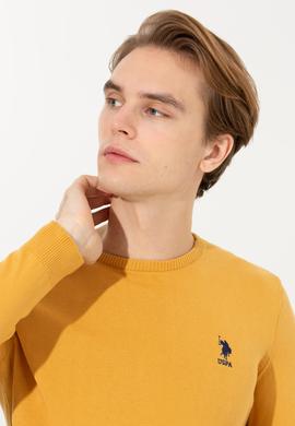 Erkek Safran Bisiklet Yaka Basic Triko Kazak - 50253443061