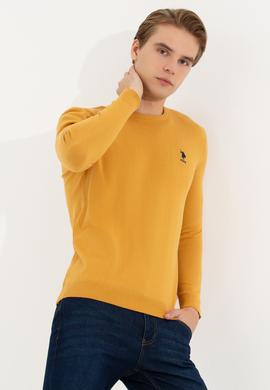 Erkek Safran Bisiklet Yaka Basic Triko Kazak - 50253443061