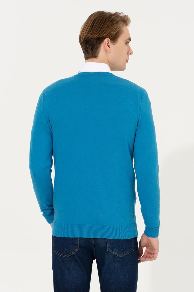 Erkek Kobalt Mavi Basic Kazak - 50253445064