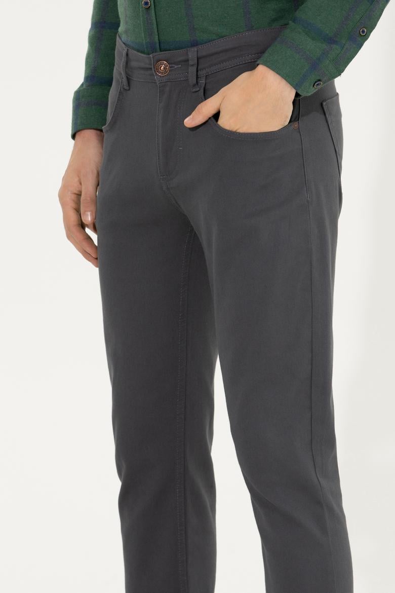 Erkek Slim Fit Antrasit Kanvas Pantolon - 50256593005