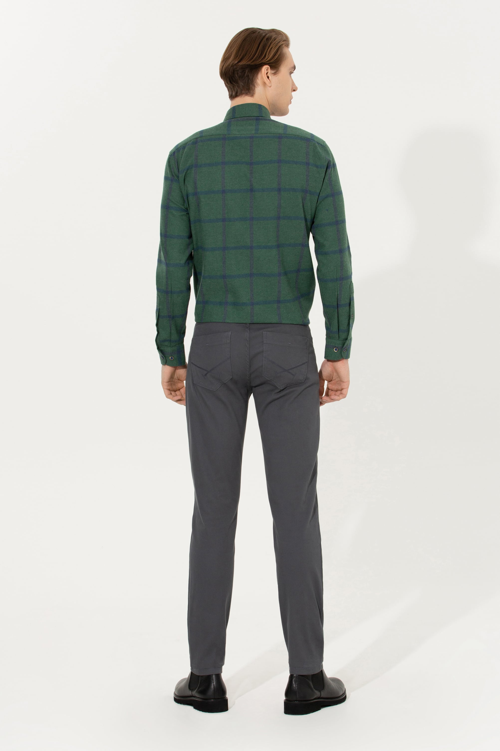 Erkek Slim Fit Antrasit Kanvas Pantolon