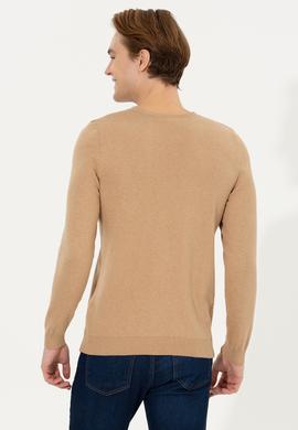 Erkek Camel Melanj Bisiklet Yaka Basic Triko Kazak - 50251885063