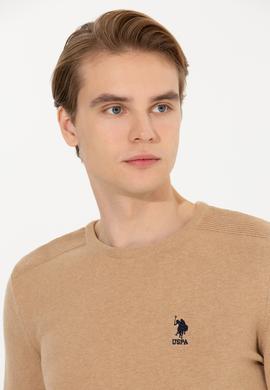 Erkek Camel Melanj Bisiklet Yaka Basic Triko Kazak - 50251885063