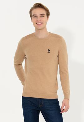 Erkek Camel Melanj Bisiklet Yaka Basic Triko Kazak - 50251885063