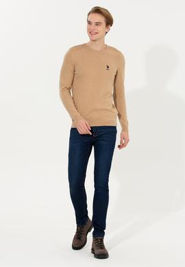 Erkek Camel Melanj Bisiklet Yaka Basic Triko Kazak - 50251885063