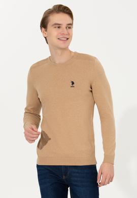 Erkek Camel Melanj Bisiklet Yaka Basic Triko Kazak - 50251885063