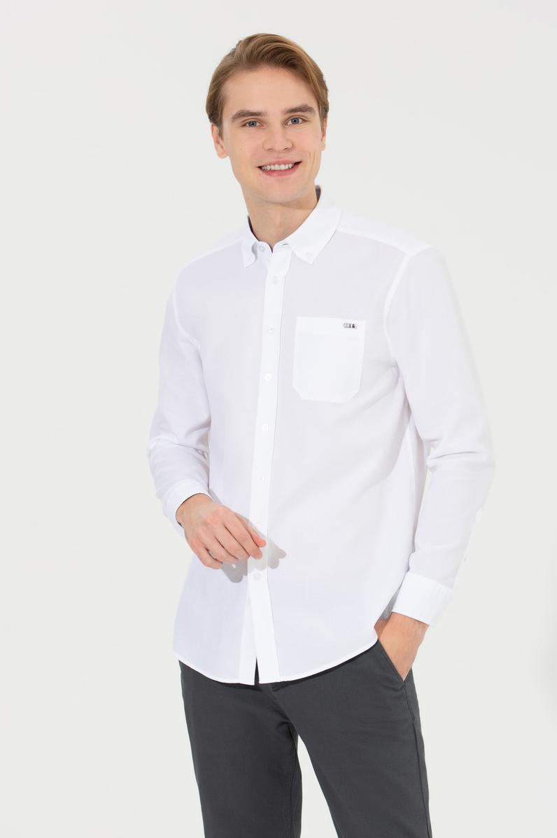 Erkek Beyaz Uzun Kollu Gömlek