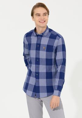 Erkek Ekoseli Mavi Gömlek - 50254134016