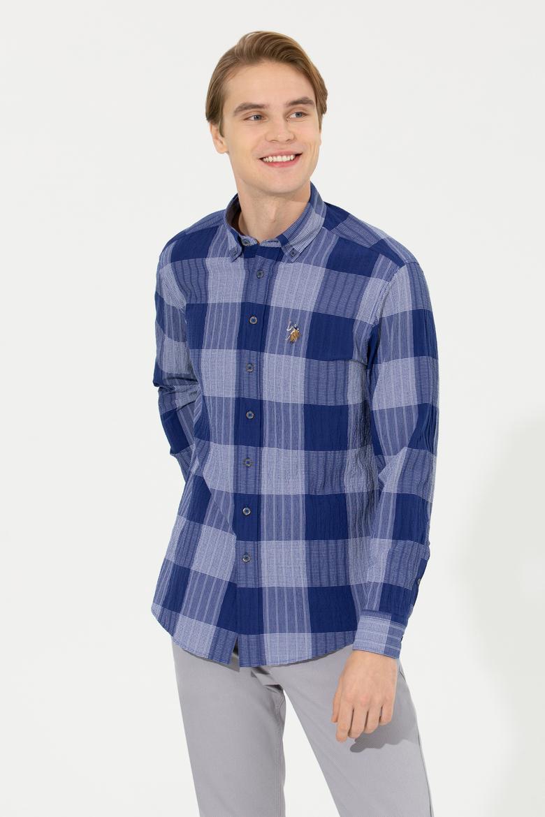 Erkek Ekoseli Mavi Gömlek - 50254134016