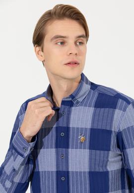 Erkek Ekoseli Mavi Gömlek - 50254134016
