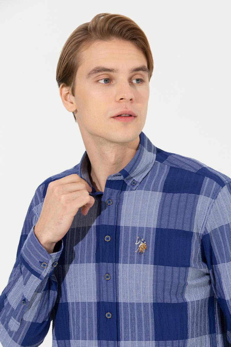 Erkek Ekoseli Mavi Gömlek - 50254134016