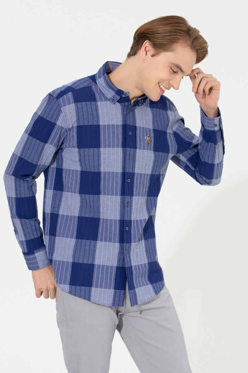 Erkek Ekoseli Mavi Gömlek