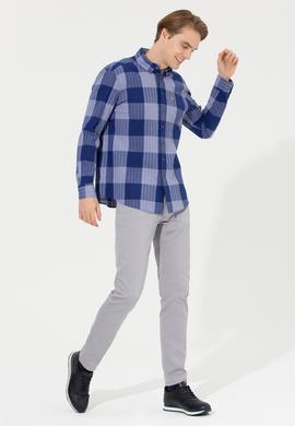 Erkek Ekoseli Mavi Gömlek - 50254134016