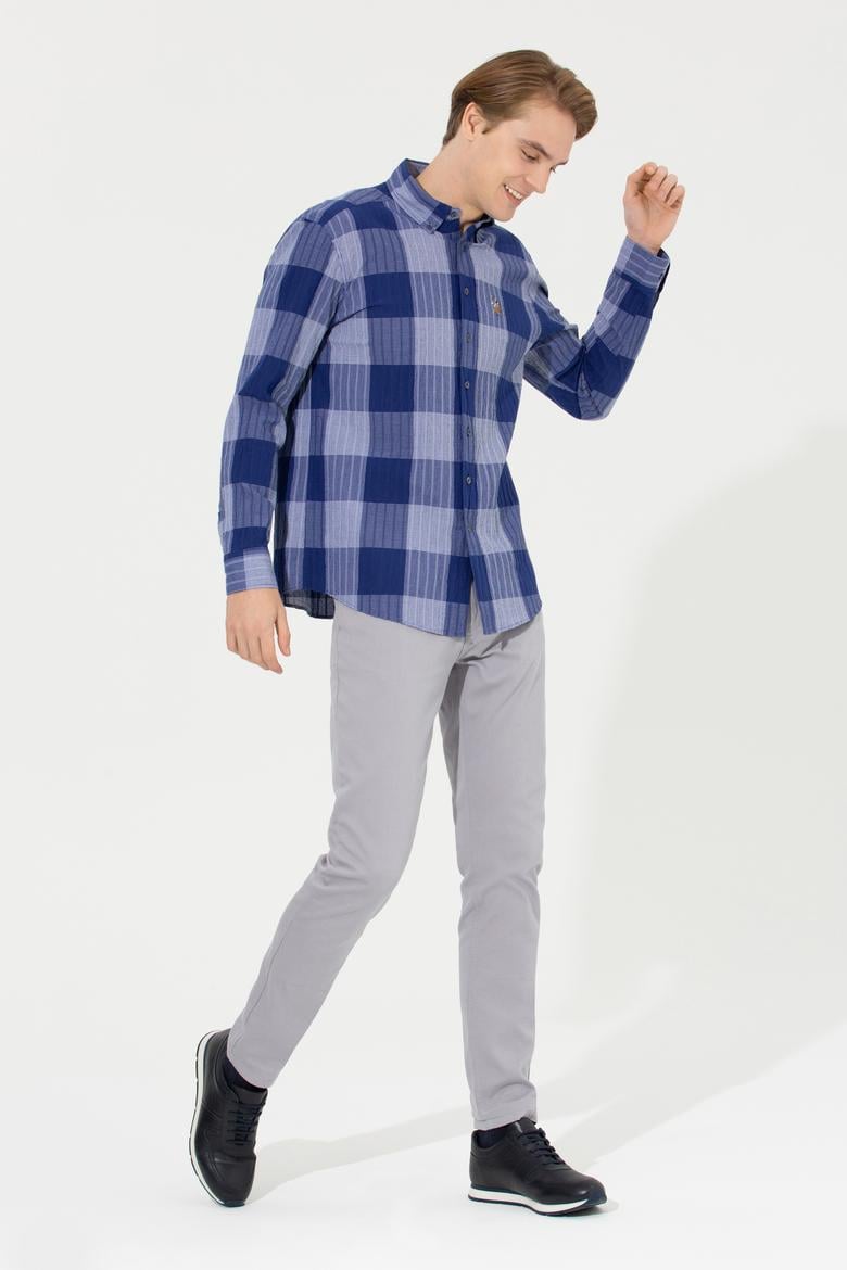 Erkek Ekoseli Mavi Gömlek - 50254134016