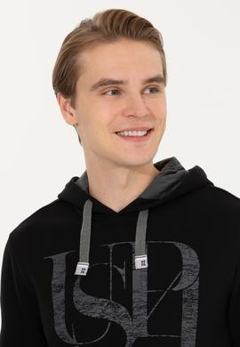 Erkek Siyah Kapüşonlu Sweatshirt - 50257202087