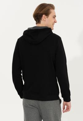 Erkek Siyah Kapüşonlu Sweatshirt - 50257202087