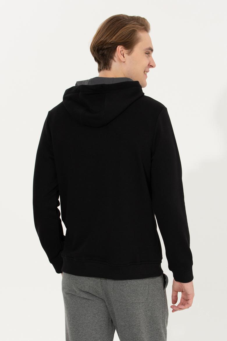 Erkek Siyah Kapüşonlu Sweatshirt - 50257202087