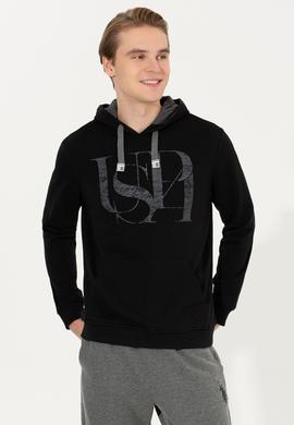 Erkek Siyah Kapüşonlu Sweatshirt - 50257202087