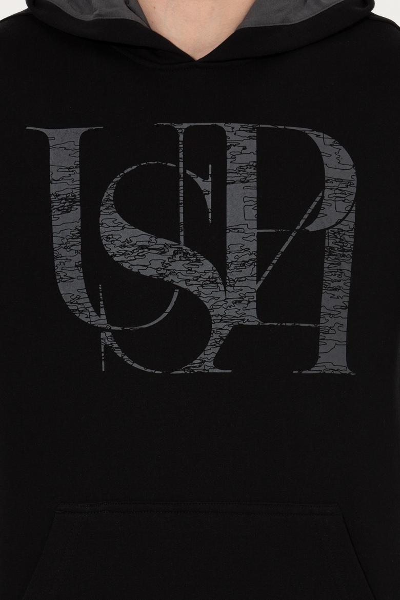 Erkek Siyah Kapüşonlu Sweatshirt - 50257202087