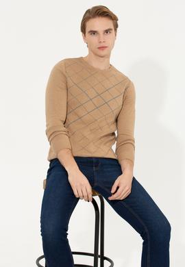 Erkek Camel Melanj Kazak - 50253956013