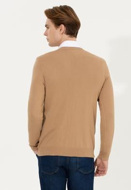 Erkek Camel Melanj V Yaka Triko Kazak - 50258314013