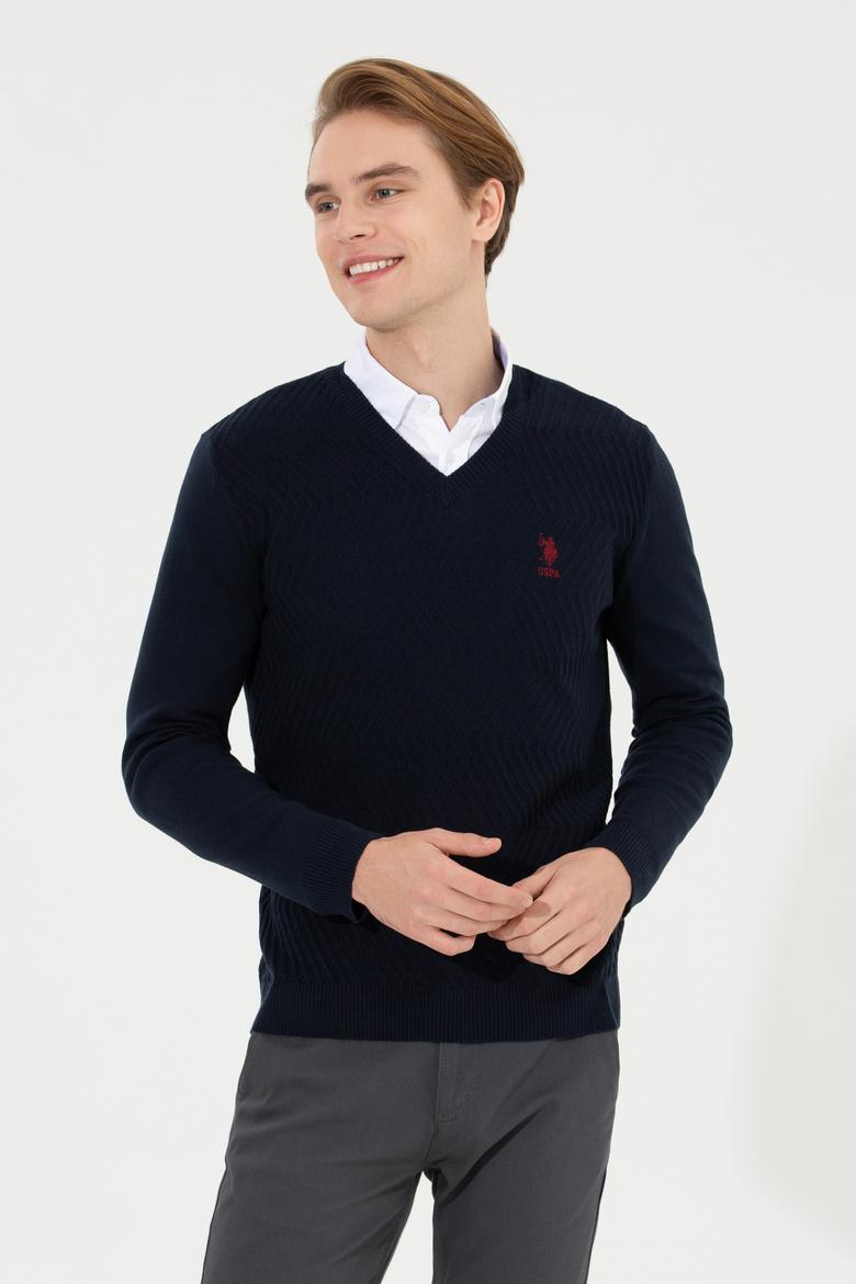 Erkek Lacivert V - Yaka Triko Kazak - 50258314007
