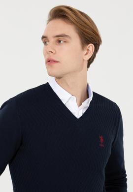 Erkek Lacivert V - Yaka Triko Kazak - 50258314007