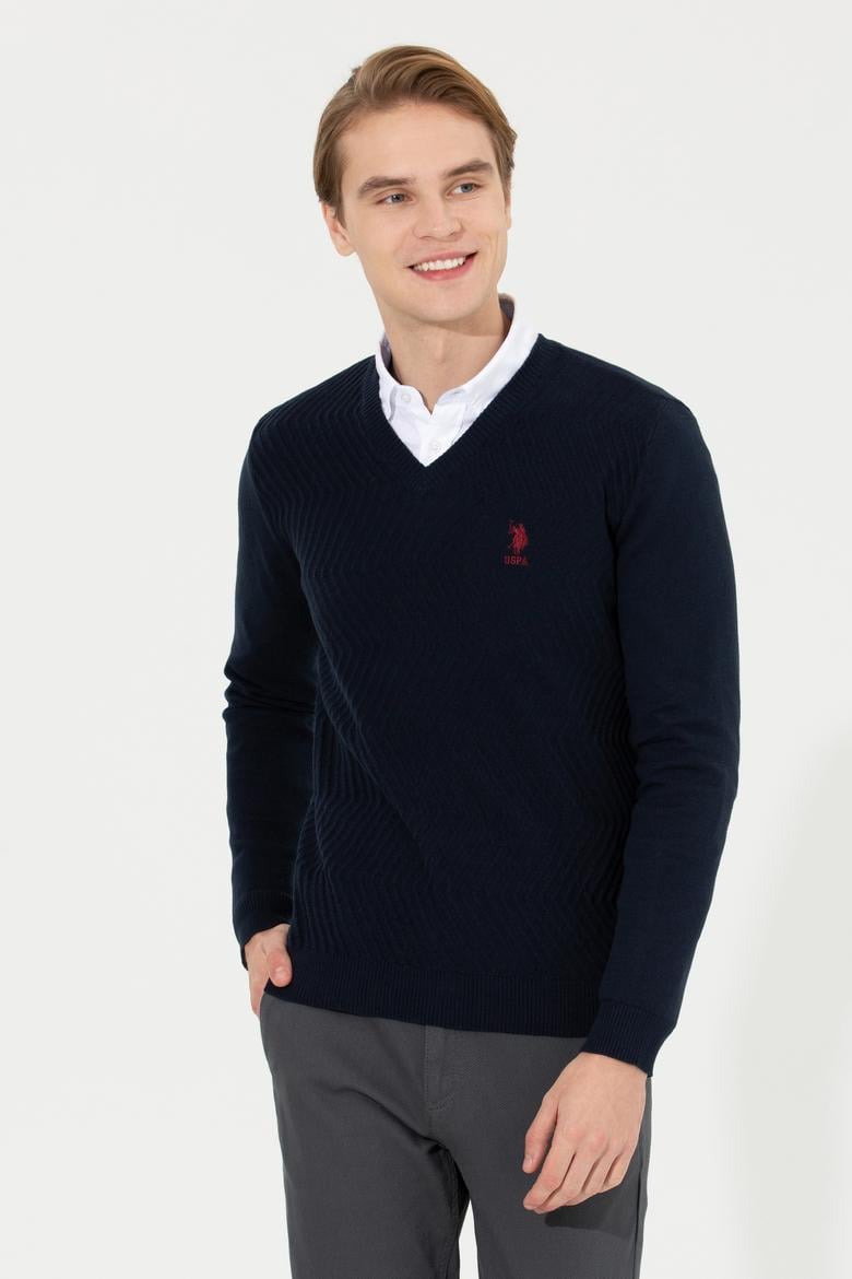 Erkek Lacivert V - Yaka Triko Kazak - 50258314007