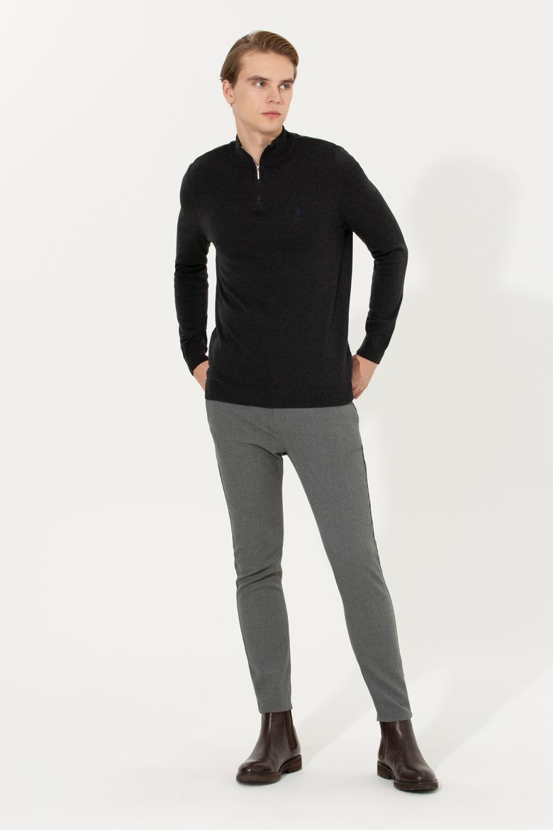 Erkek Antrasit Melanj Dik Yaka Triko Kazak - 50258146040