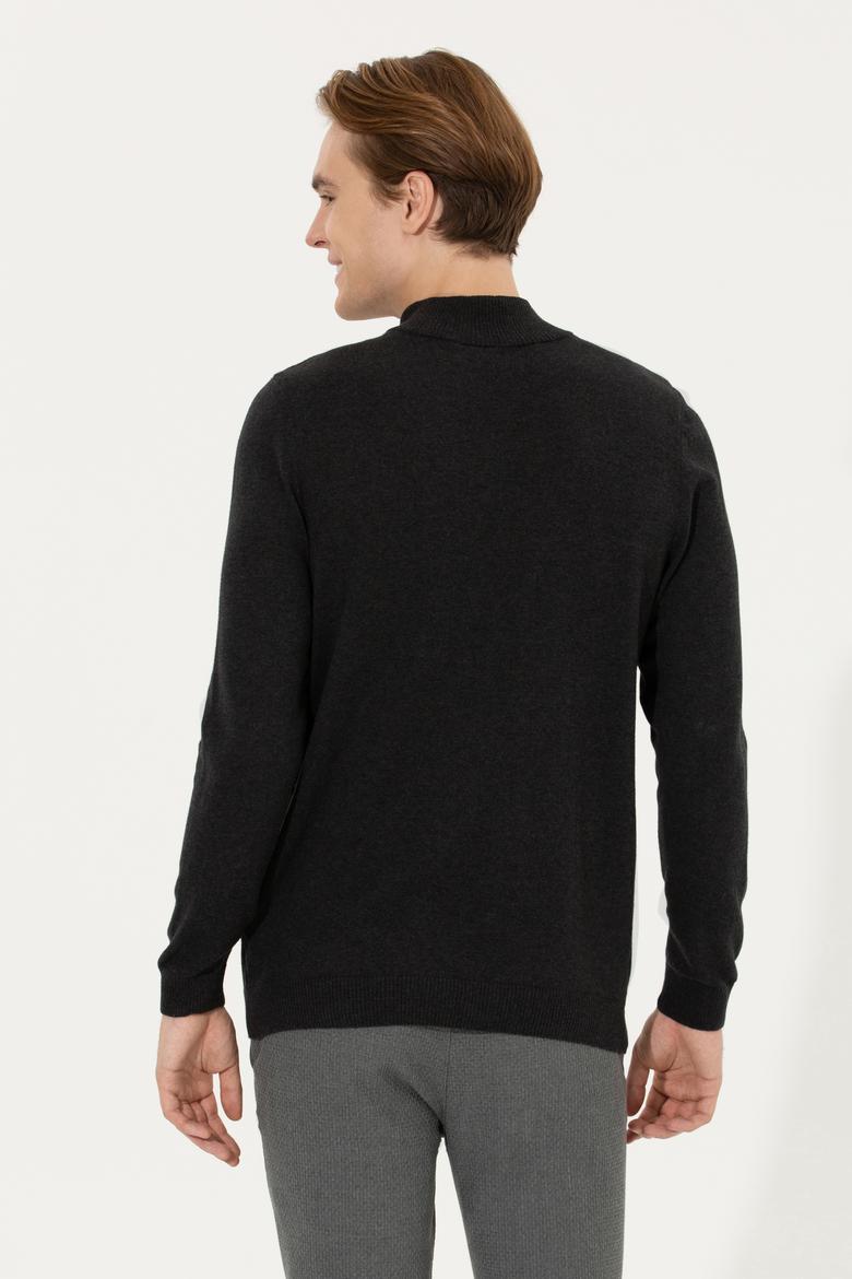 Erkek Antrasit Melanj Dik Yaka Triko Kazak - 50258146040