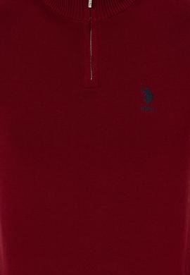 Erkek Bordo Dik Yaka Triko Kazak - 50258146007