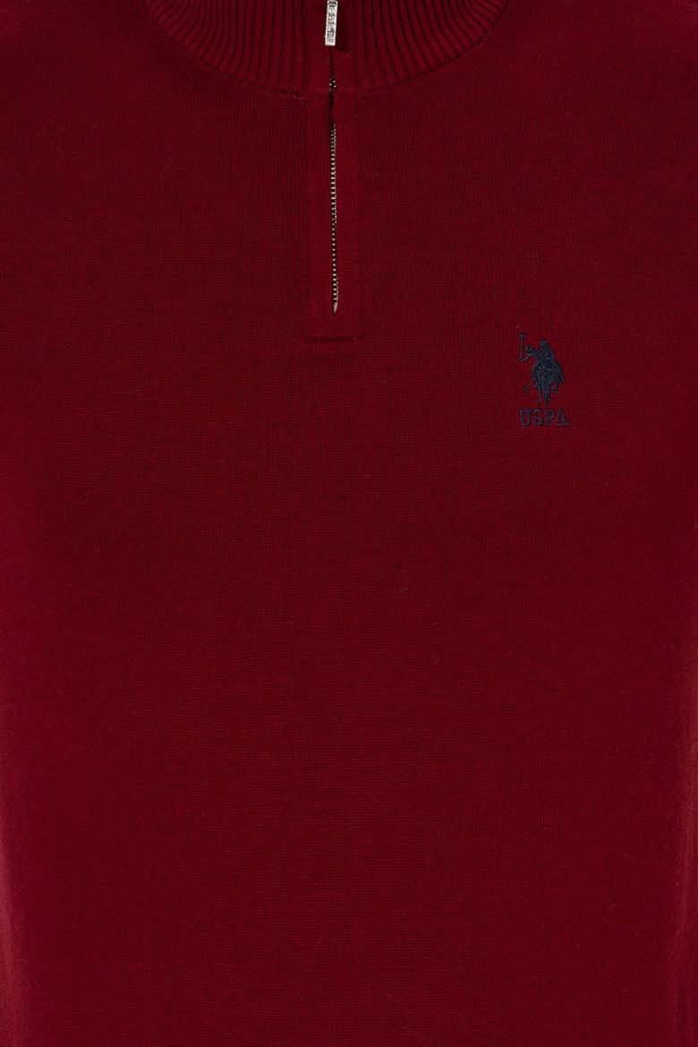 Erkek Bordo Dik Yaka Triko Kazak - 50258146007