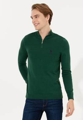 Erkek Yeşil Dik Yaka Triko Kazak - 50258146026