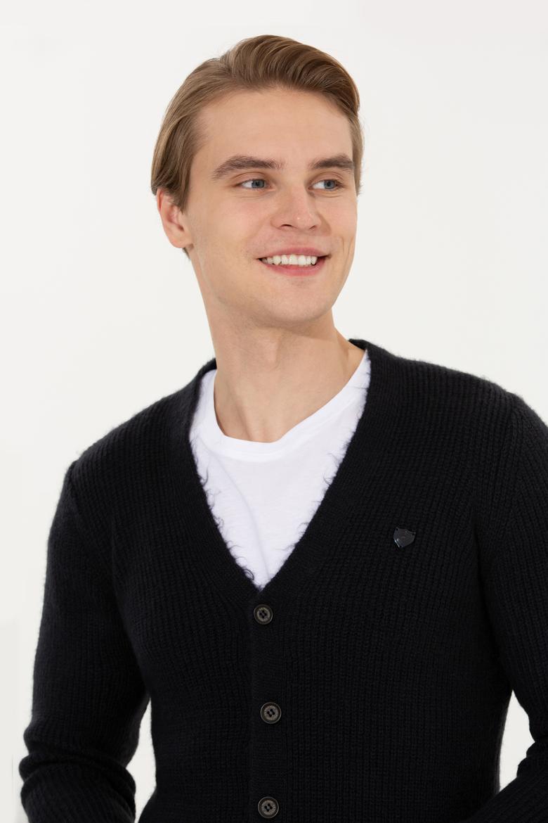 Erkek Lacivert Triko Hırka - 50257856008