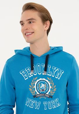 Erkek Kobalt Kapüşonlu Sweatshirt - 50253013040