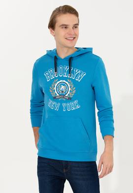 Erkek Kobalt Kapüşonlu Sweatshirt - 50253013040