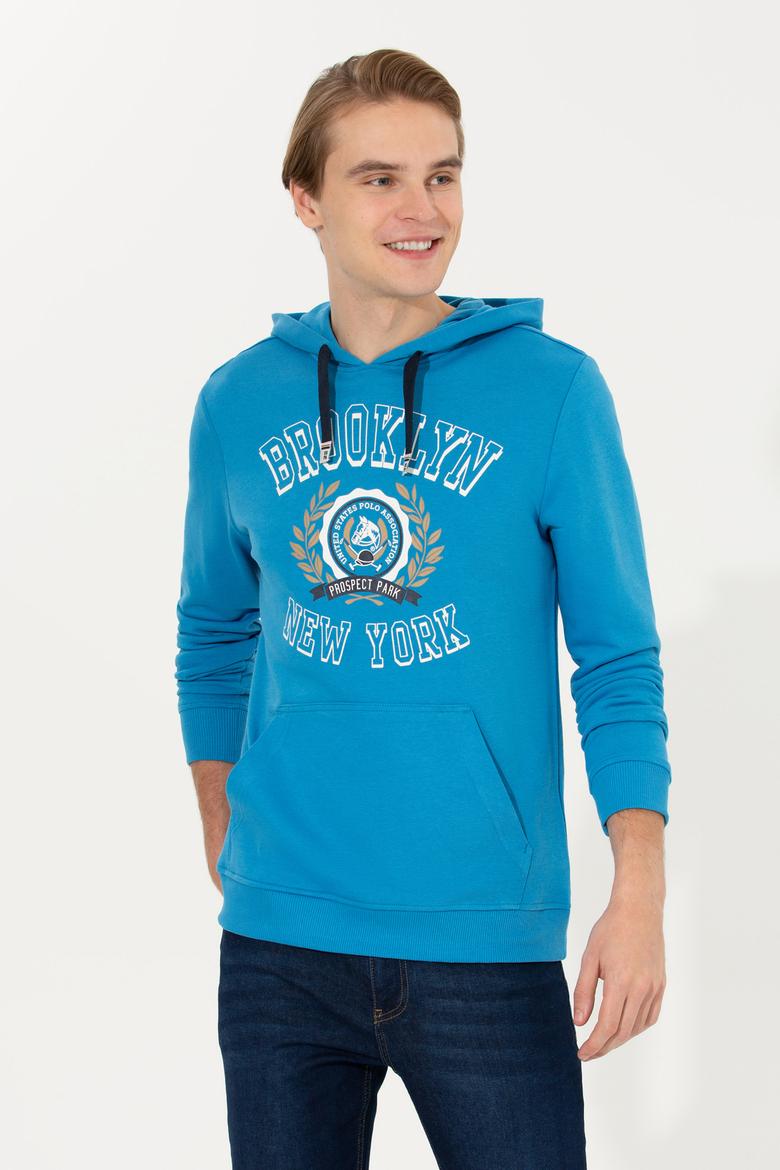 Erkek Kobalt Kapüşonlu Sweatshirt