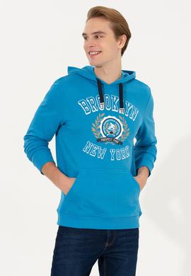Erkek Kobalt Kapüşonlu Sweatshirt - 50253013040