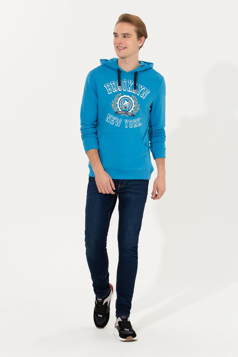 Erkek Kobalt Kapüşonlu Sweatshirt - 50253013040
