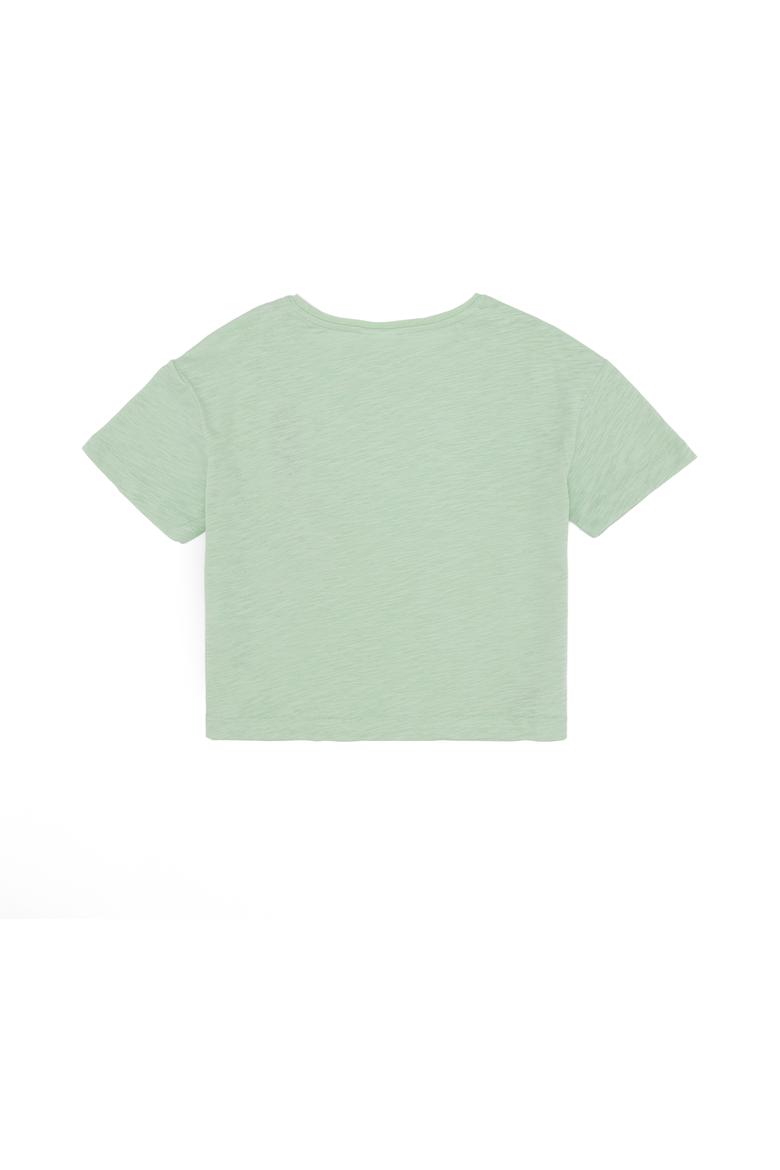 Kız Çocuk Mint Bisiklet Yaka Tişört - 50249059005